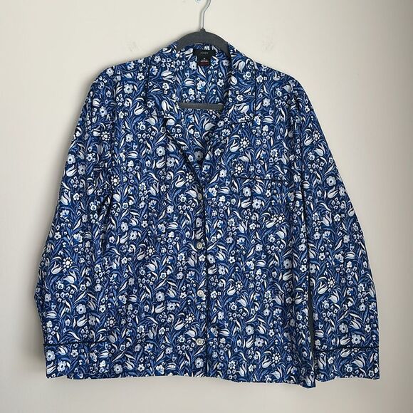J. Crew Women’s Long-sleeve cotton poplin pajama top in floral flourish Size M - Picture 3 of 12